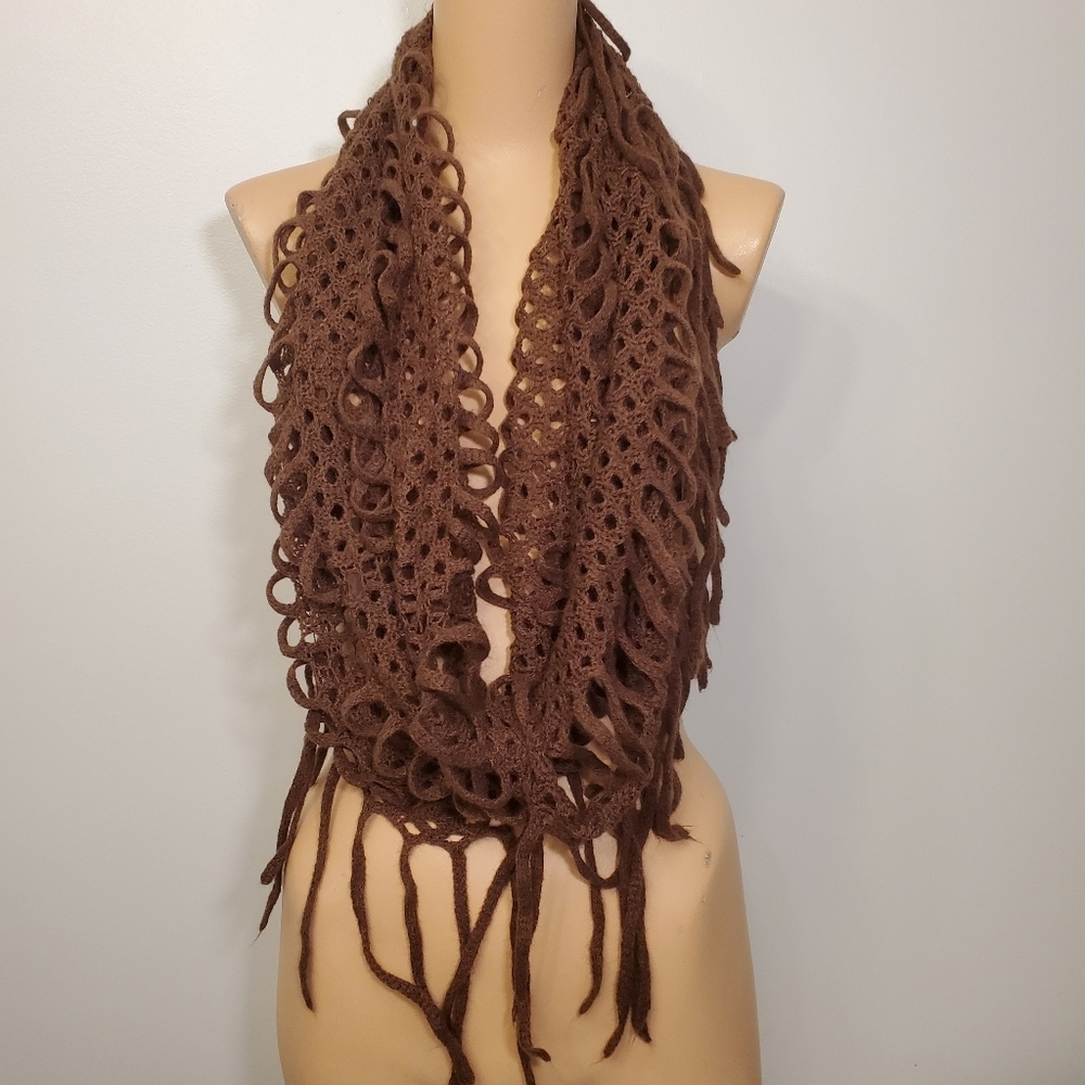 Beautiful Brown Knitted Infinity Scarf